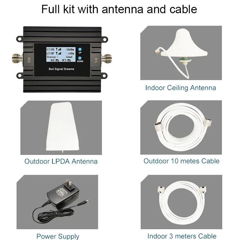 Signal Booster 5G 4G Repeater Dual Band 72dB Gain 2G 3G 4G GSM Celullar Amplifier Smart LCD Tuya App Monitoring